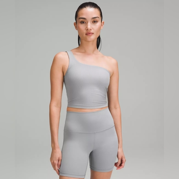 lululemon athletica Other - Lululemon Rhino Grey Ribbed Nulu Asymmetrical Yoga Tank Top Size 8 NEW w/tag